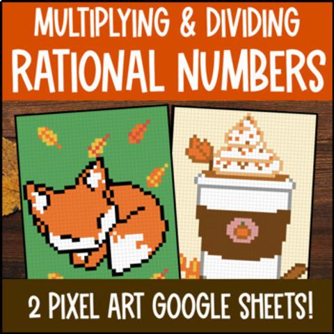 Thumbnail for Multiplying and Dividing Rational Numbers Digital Pixel Art Fractions Integers