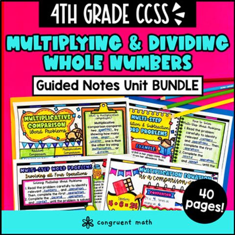 Thumbnail for Multiplying and Dividing Whole Numbers Word Problems Guided Notes | 4th Grade