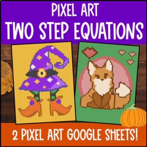 Thumbnail for Solving Two Step Equations Digital Pixel Art Integers Decimals Rational Numbers