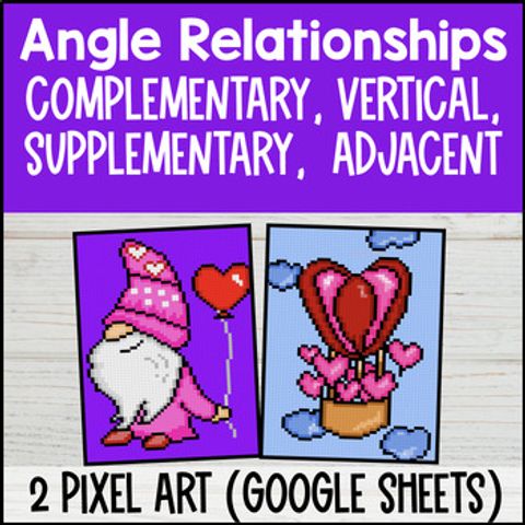 Thumbnail for Find the Missing Angle Digital Pixel Art | Angle Relationships Complementary etc