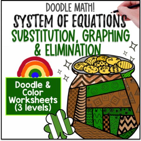 Thumbnail for Systems of Equations | Doodle & Twist on Color by Number Worksheets Spring Math