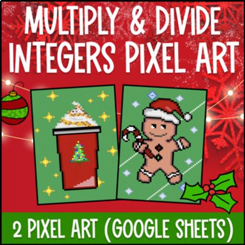 Thumbnail for [Winter] Multiplying and Dividing Integers Digital Pixel Art Google Sheets