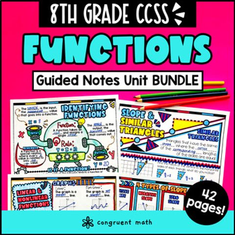 Thumbnail for Identify, Evaluate, Compare Functions Slope Guided Notes Unit Bundle | 8th Grade