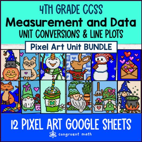Thumbnail for Measurement and Data Unit Conversions Line Plots Pixel Art 4th Grade Unit Bundle