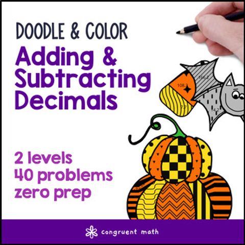 Thumbnail for Adding & Subtracting Decimals Doodle Math Twist on Color by Number Worksheets