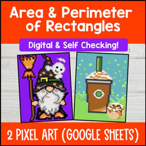 Thumbnail for [Fall Halloween] Area and Perimeter of Rectangles Digital Pixel Art 4th Grade