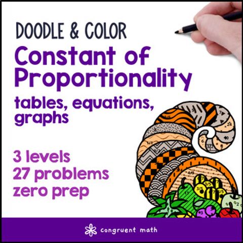 Thumbnail for Constant of Proportionality | Doodle and Color Worksheets Color by Number