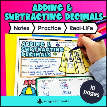 Adding and Subtracting Decimals Guided Notes with Doodles | Sketch Notes Lesson