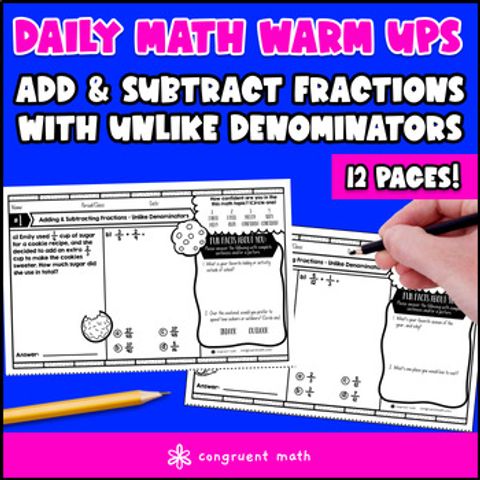 Thumbnail for Adding and Subtracting Fractions with Unlike Denominators Warm Ups Bell Ringers