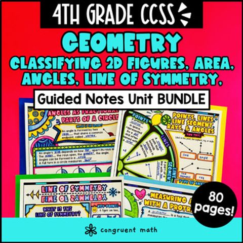 Thumbnail for Geometry Angles Classifying 2D Figures Line of Symmetry Guided Notes 4th Grade