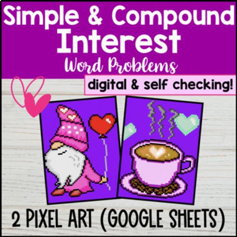 Thumbnail for Simple and Compound Interest Digital Pixel Art | Principal Rate Time P = IRT