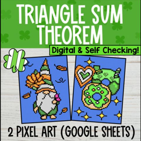 Thumbnail for Triangle Sum Theorem Digital Pixel Art | Angles & Triangles | Spring Math
