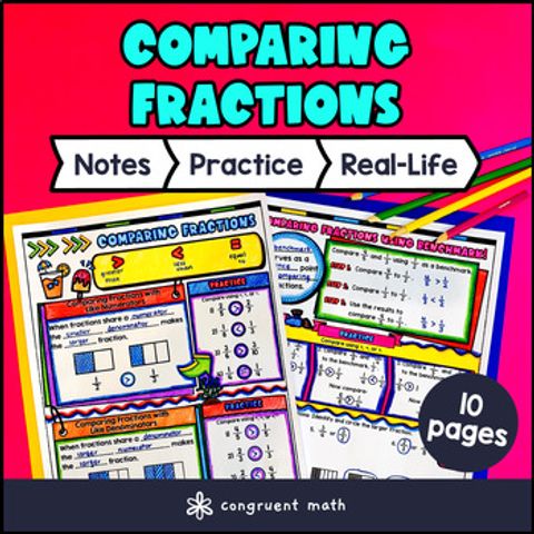 Thumbnail for Comparing Fractions Benchmark Numerators Denominators  Guided Notes with Doodles