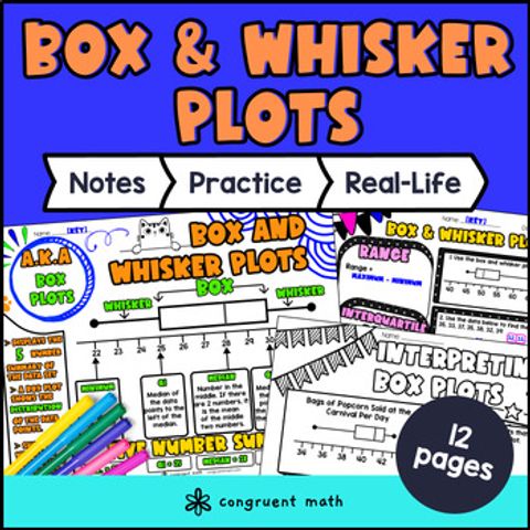 Thumbnail for Box and Whisker Plots Guided Notes w Doodles | Data & Statistics CCSS TEKS notes