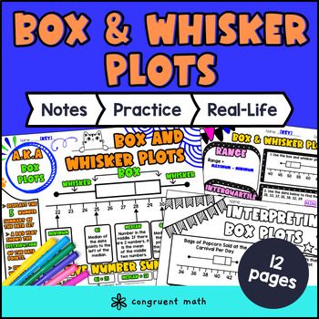 Box and Whisker Plots Guided Notes w Doodles | Data & Statistics CCSS TEKS notes