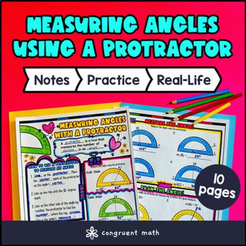 Thumbnail for Measuring Angles With a Protractor Guided Notes w Doodles 4th Grade 4.MD.C.6