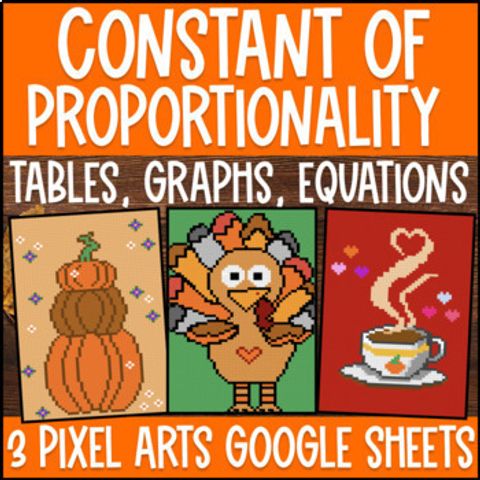 Thumbnail for Constant of Proportionality Digital Pixel Art Tables Graphs Equations 7.RP.A.2b