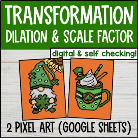 Thumbnail for Dilation Digital Pixel Art | Scale Factor, Transformations 2D Figures | Spring