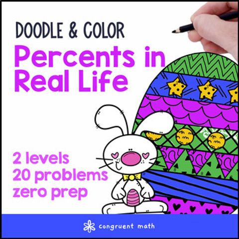 Thumbnail for [Spring Freebie] Percents in Real-Life | Doodle & Color by Number Worksheets
