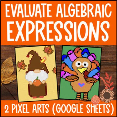 Thumbnail for Evaluating Algebraic Expressions Substitution Digital Pixel Art Integers