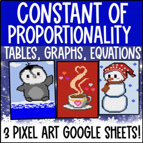 Thumbnail for Constant of Proportionality Digital Pixel Art Tables Graphs Equations CCSS TEKS