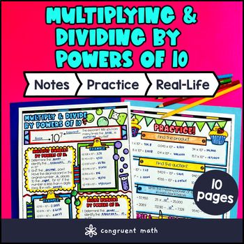 Multiplying and Dividing Decimals by Powers of 10 Guided Notes 5th Grade Doodles