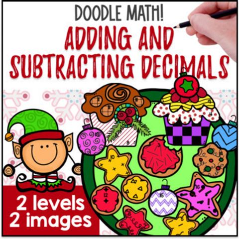 Thumbnail for [Christmas] Adding and Subtracting Decimals Doodle Math Twist on Color by Number