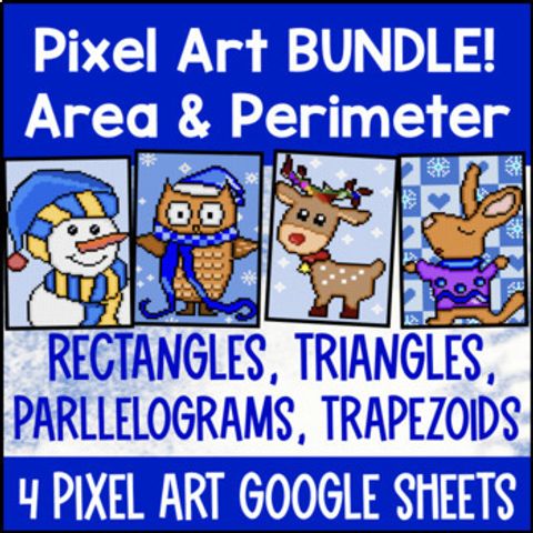 Thumbnail for [Christmas] Area and Perimeter of Composite Figures Digital Pixel Art BUNDLE