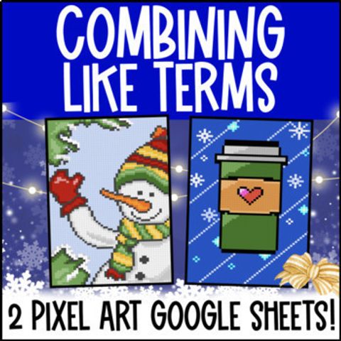 Thumbnail for [Christmas] Combining Like Terms Digital Pixel Art | Simplifying Expressions