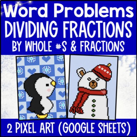 Thumbnail for [Christmas] Dividing Fractions Word Problems Digital Pixel Art