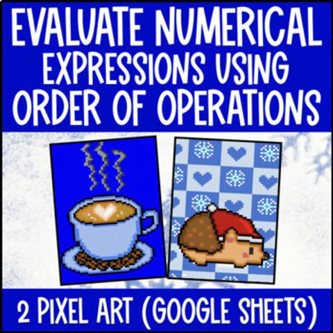 Thumbnail for [Christmas] Evaluating Expressions Digital Pixel Art Order of Operations PEMDAS