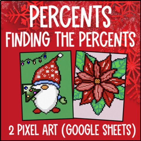 Thumbnail for [Christmas] Finding the Percent Digital Pixel Art | Percents Word Problems