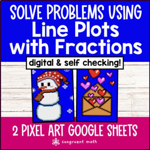 Thumbnail for [Christmas] Line Plots with Fractions | Digital Pixel Art | Measurement & Data