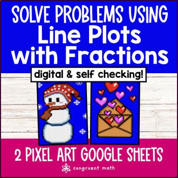 Thumbnail for [Christmas] Line Plots with Fractions | Digital Pixel Art | Measurement & Data