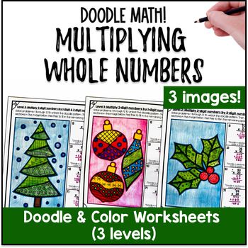 Thumbnail for Christmas Multidigit Multiplication of Whole Numbers Doodle Math Color by Number