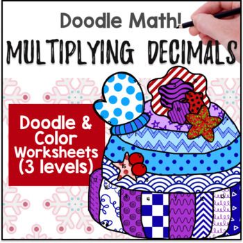 Thumbnail for Christmas Multiplying Decimals Doodle Math, Twist on Color by Number Worksheets