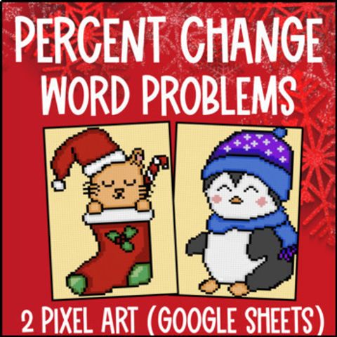 Thumbnail for [Christmas] Percent of Change Digital Pixel Art | Percent Increase & Decrease