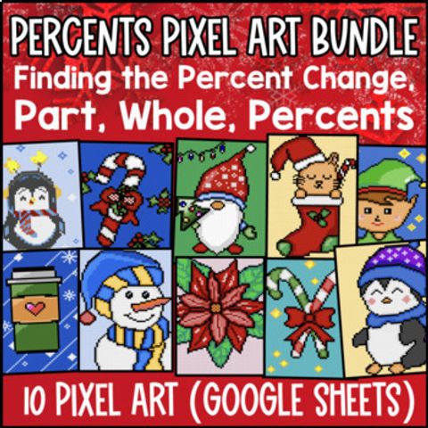 Thumbnail for [Christmas] Percents & Money Digital Pixel Art Google Sheets BUNDLE