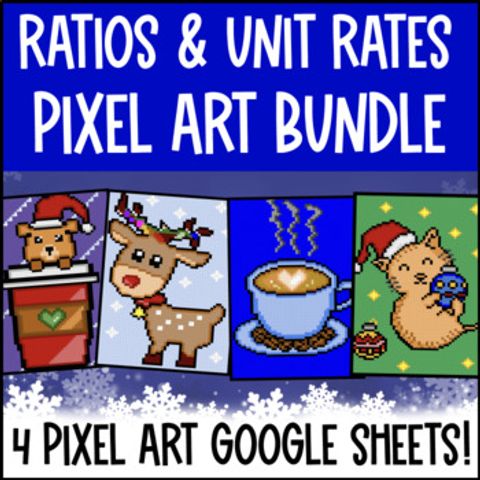 Thumbnail for [Christmas] Ratios and Unit Rates Digital Pixel Art BUNDLE | Equivalent Ratios