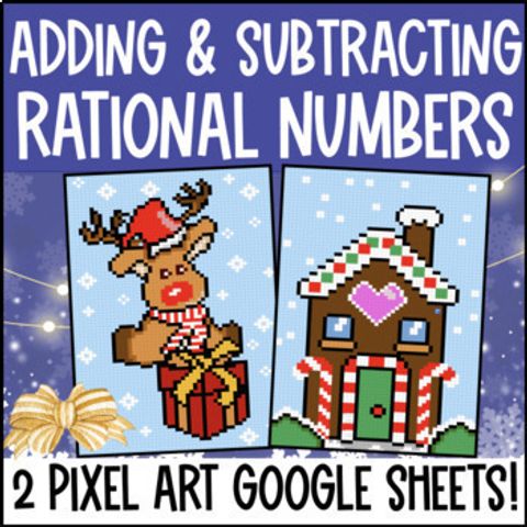 Thumbnail for [Christmas Winter] Adding and Subtracting Rational Numbers Digital Pixel Art