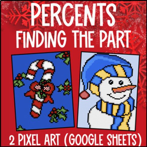 Thumbnail for [Christmas Winter] Finding the Part Digital Pixel Art | Percents Word Problems