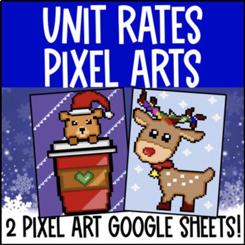 Thumbnail for [Christmas Winter] Unit Rates Digital Pixel Art | Unit Pricing | Ratios & Rates