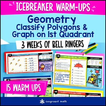 Classify Triangles Quadrilaterals Coordinate Plane 5th Grade Math Warm Ups CCSS