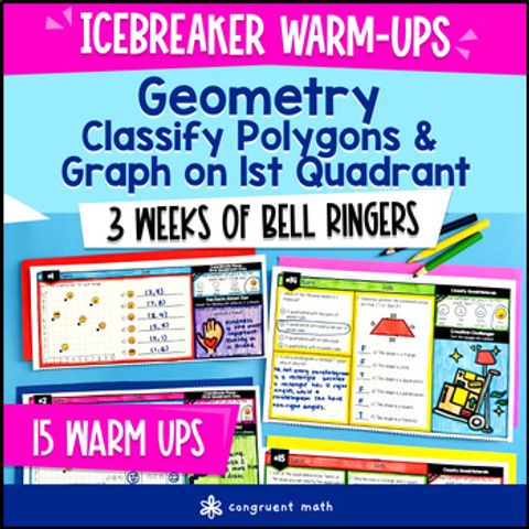 Thumbnail for Classify Triangles Quadrilaterals Coordinate Plane 5th Grade Math Warm Ups CCSS