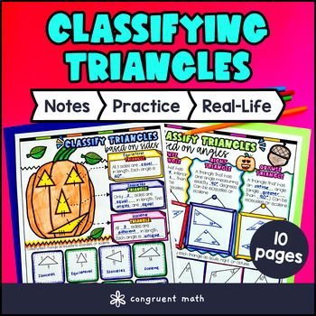 Classifying Triangles Sides & Angles Guided Notes w Doodles | 5th Grade Geometry