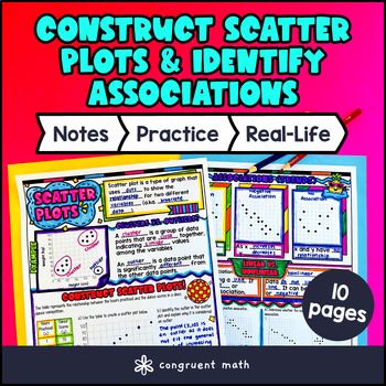 Construct Scatter Plots & Identify Associations Guided Notes w Doodles 8th Grade