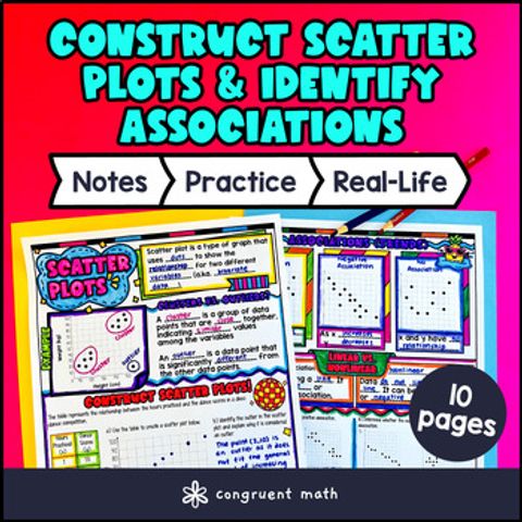 Thumbnail for Construct Scatter Plots & Identify Associations Guided Notes w Doodles 8th Grade