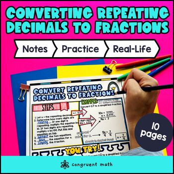 Converting Repeating Decimals to Fractions Guided Notes & Doodles | Sketch Notes