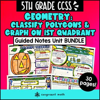 Coordinate Plane Graphing & Classify 2D Figures Guided Notes Geometry Unit