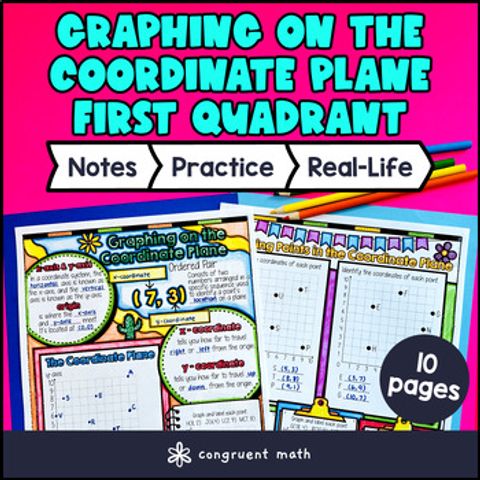 Thumbnail for Coordinate Plane Graphing Guided Notes Doodles First Quadrant Coordinate System